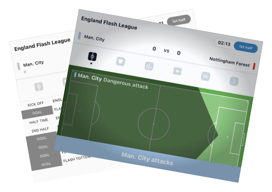 A preview of Virtually Sports Soccer Flash widget.